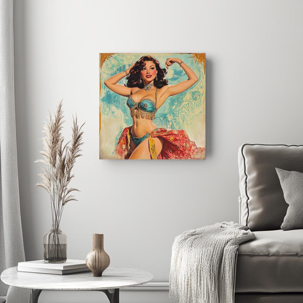 Midcentury Samia IV Belly Dance Canvas Art 16 in x 16 in