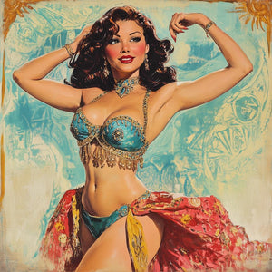 Midcentury Samia IV Vintage Red - Belly Dance Art Download