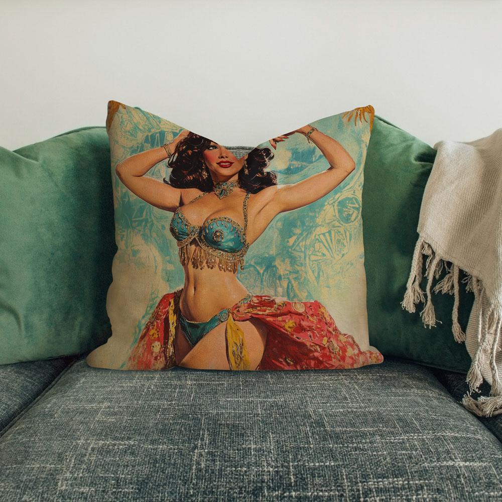 Midcentury Samia Iv Belly Dance Throw Pillow 18 in x 18 in