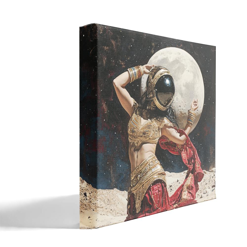 Moon Dance Astronaut I Belly Dance Canvas Art 16 in x 16 in