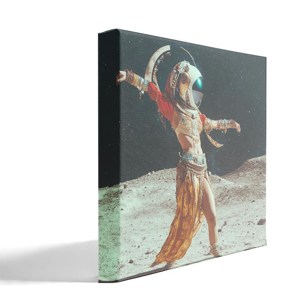 Moon Dance Astronaut II Belly Dance Canvas Art 16 in x 16 in