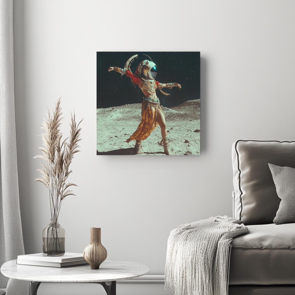 Moon Dance Astronaut II Belly Dance Canvas Art 16 in x 16 in