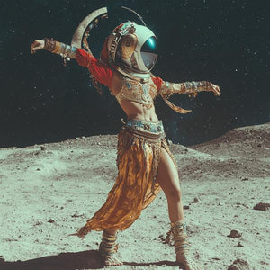 Moon Dance Astronaut II Watercolor Purple - Belly Dance Art Download