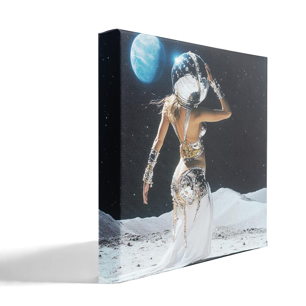 Moon Dance Astronaut III Belly Dance Canvas Art 16 in x 16 in