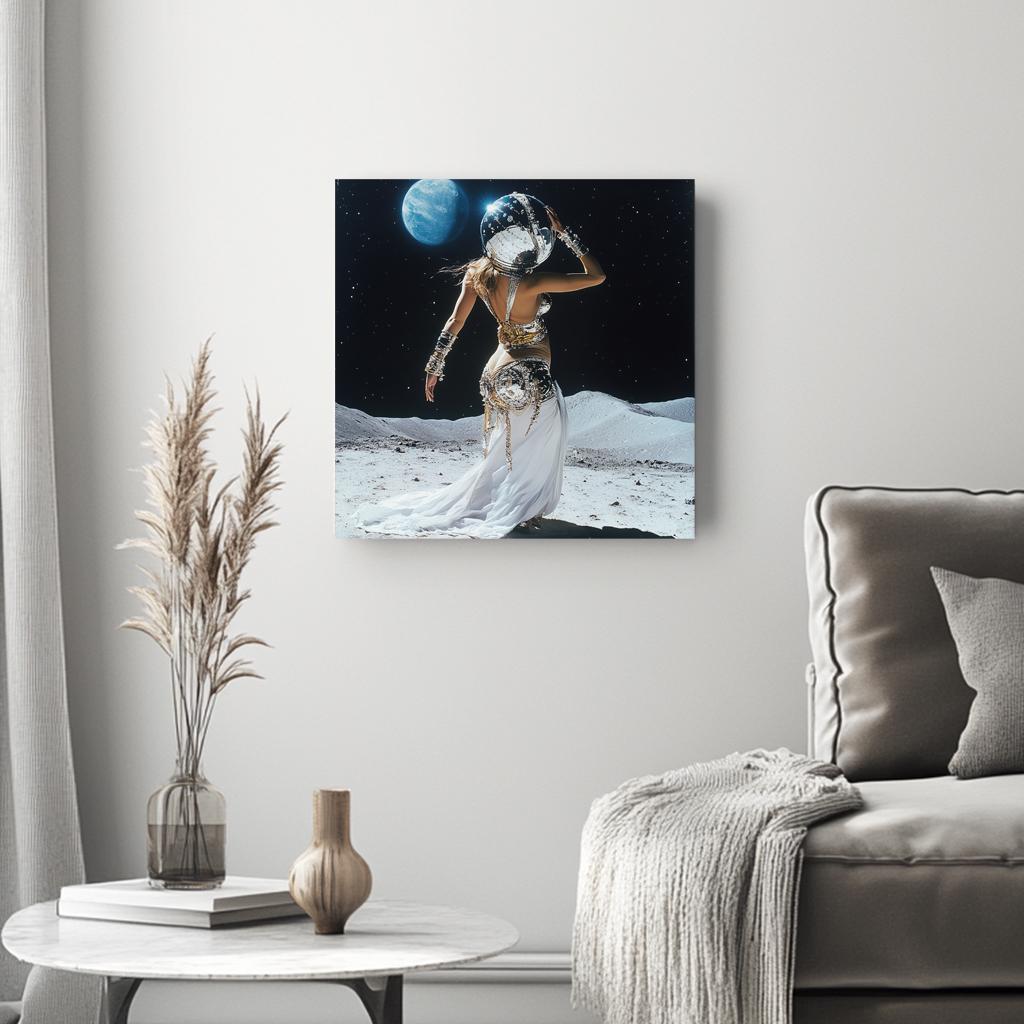 Moon Dance Astronaut III Belly Dance Canvas Art 16 in x 16 in