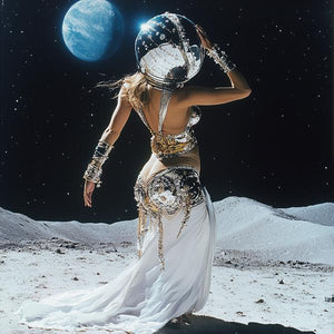 Moon Dance Astronaut III Watercolor Purple - Belly Dance Art Download