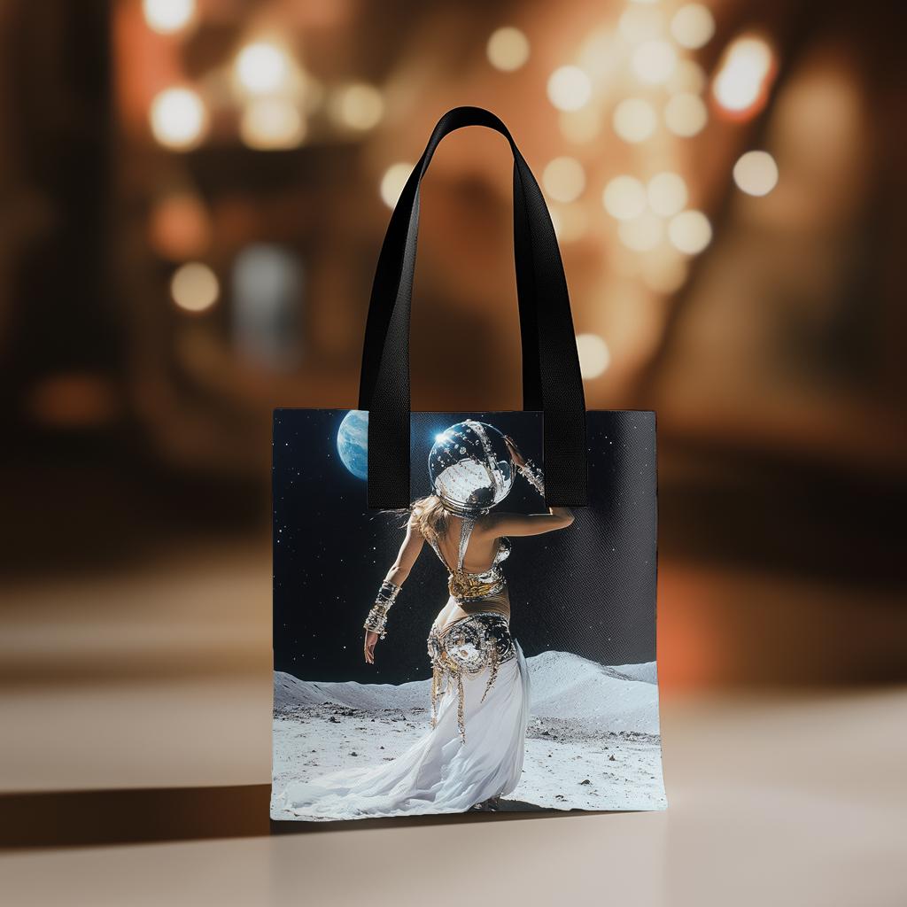 Moon Dance Astronaut III Watercolor Purple - Belly Dance Fashion Tote Bag