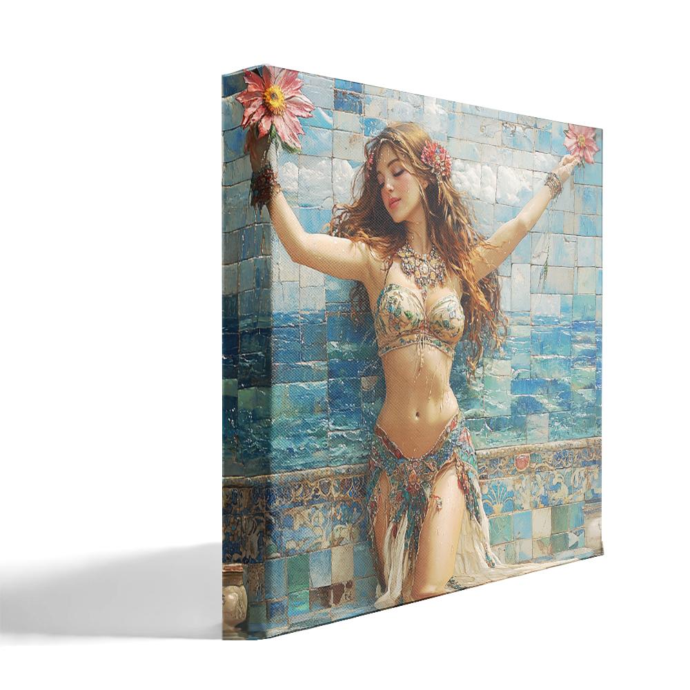 Mosaic Fountain I Belly Dance Canvas Art 16 in x 16 in