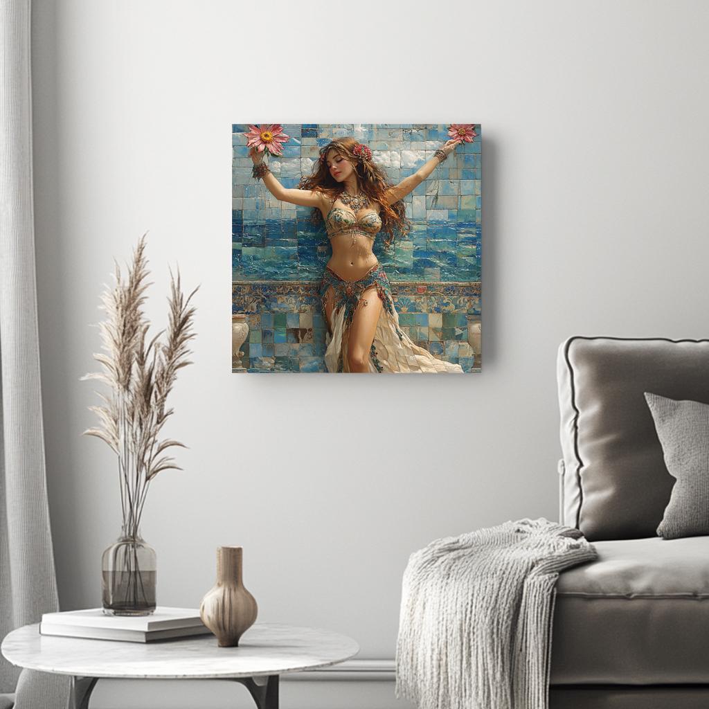 Mosaic Fountain I Belly Dance Canvas Art 16 in x 16 in