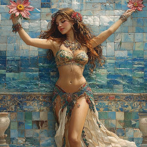 Mosaic Fountain I Watercolor Purple - Belly Dance Art Download