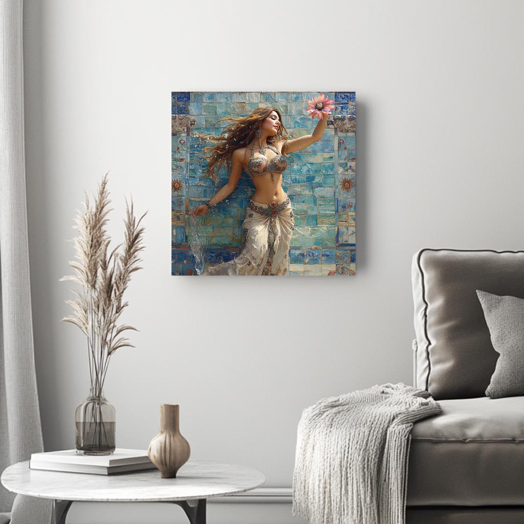 Mosaic Fountain II Belly Dance Canvas Art 16 in x 16 in