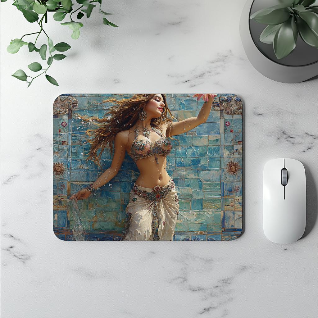 Mosaic Fountain II Watercolor Purple - Belly Dance Office Decor | Mouse Pads