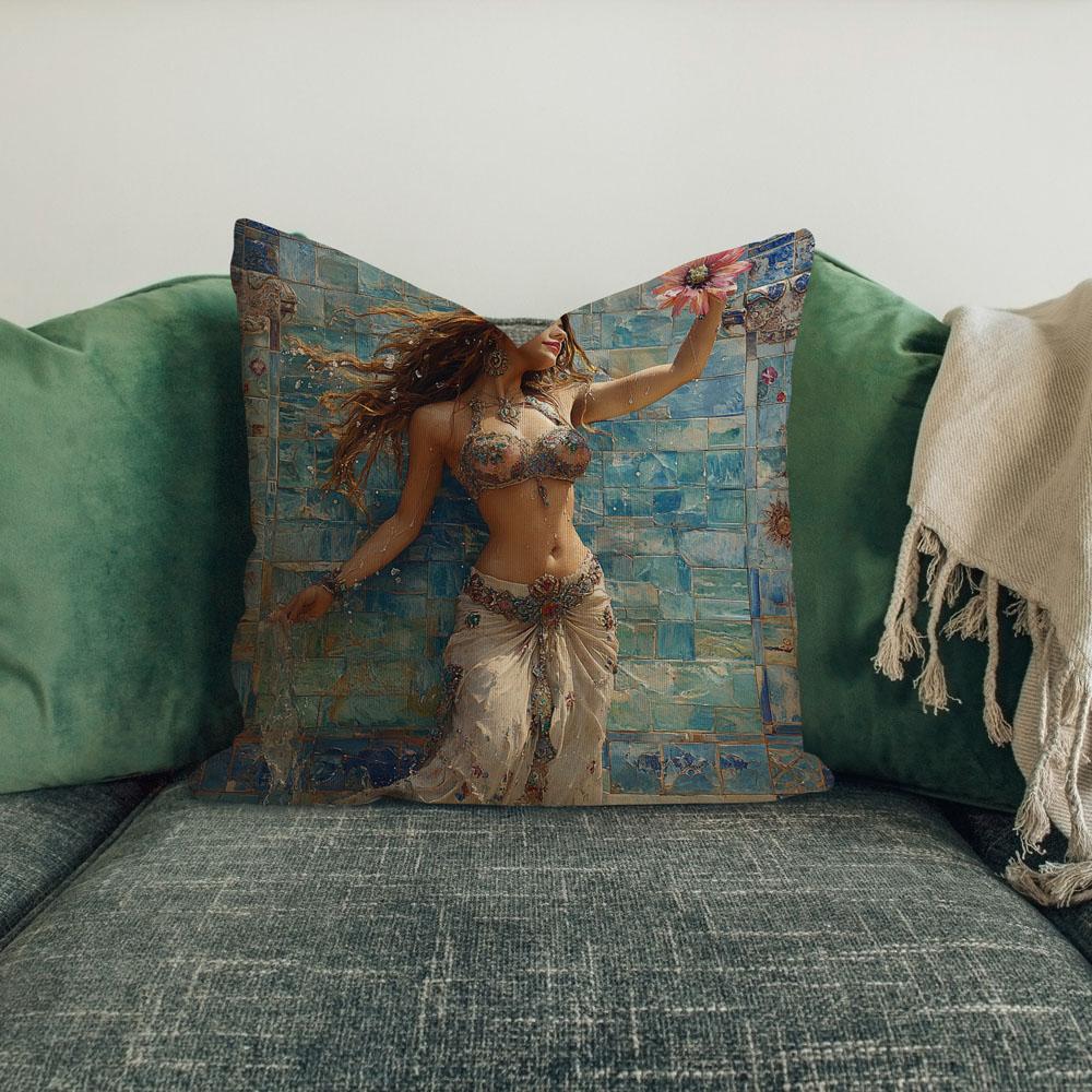 Mosaic Fountain Ii Belly Dance Throw Pillow 18 in x 18 in