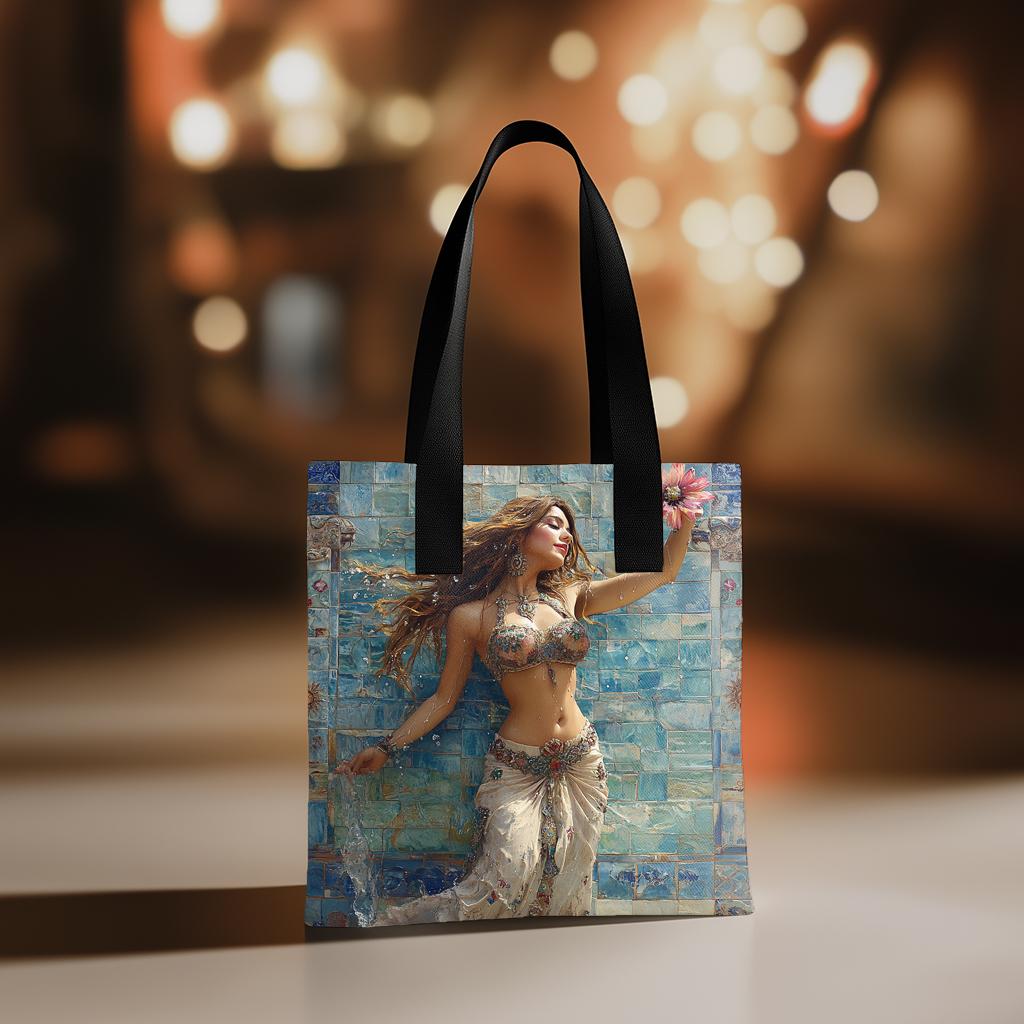 Mosaic Fountain II Watercolor Purple - Belly Dance Fashion Tote Bag