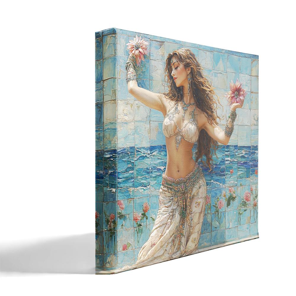 Mosaic Fountain III Belly Dance Canvas Art 16 in x 16 in