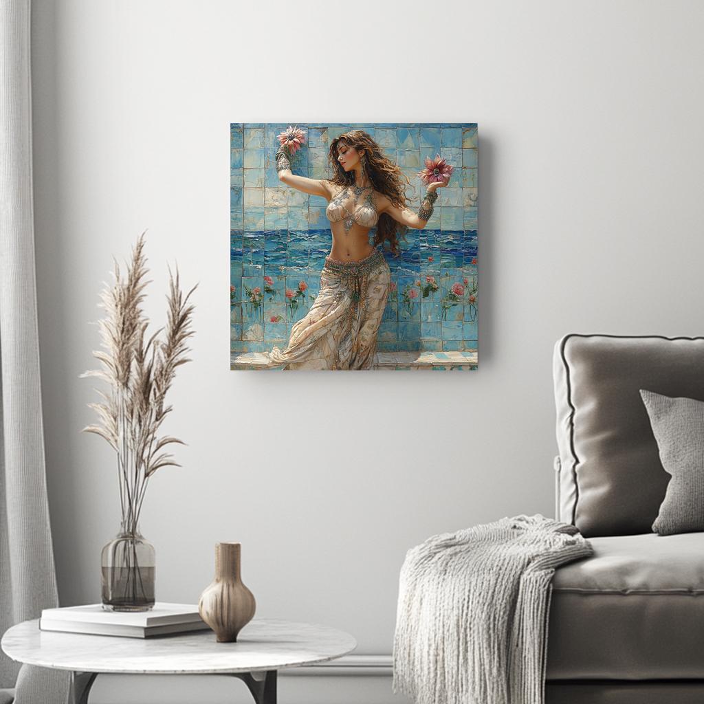 Mosaic Fountain III Belly Dance Canvas Art 16 in x 16 in