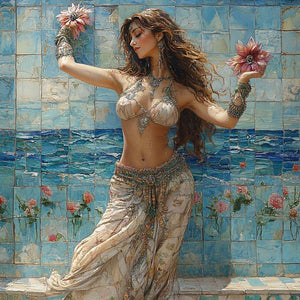 Mosaic Fountain III Watercolor Purple - Belly Dance Art Download