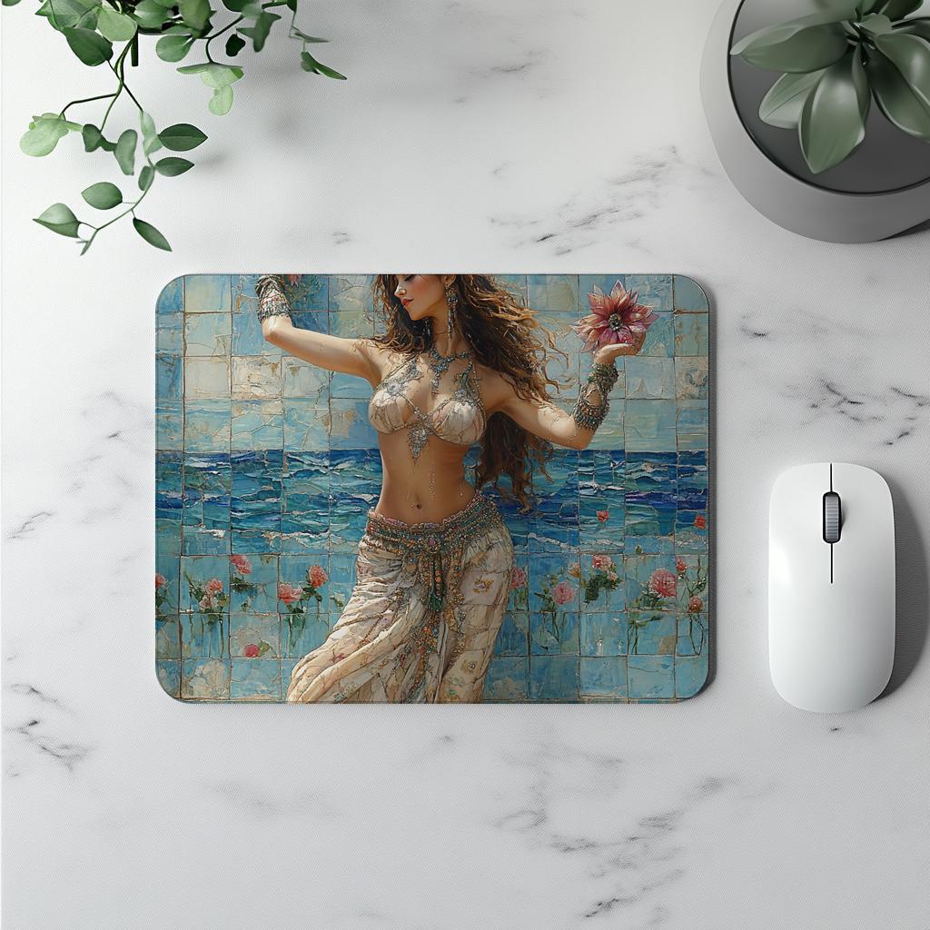 Mosaic Fountain III Watercolor Purple - Belly Dance Office Decor | Mouse Pads
