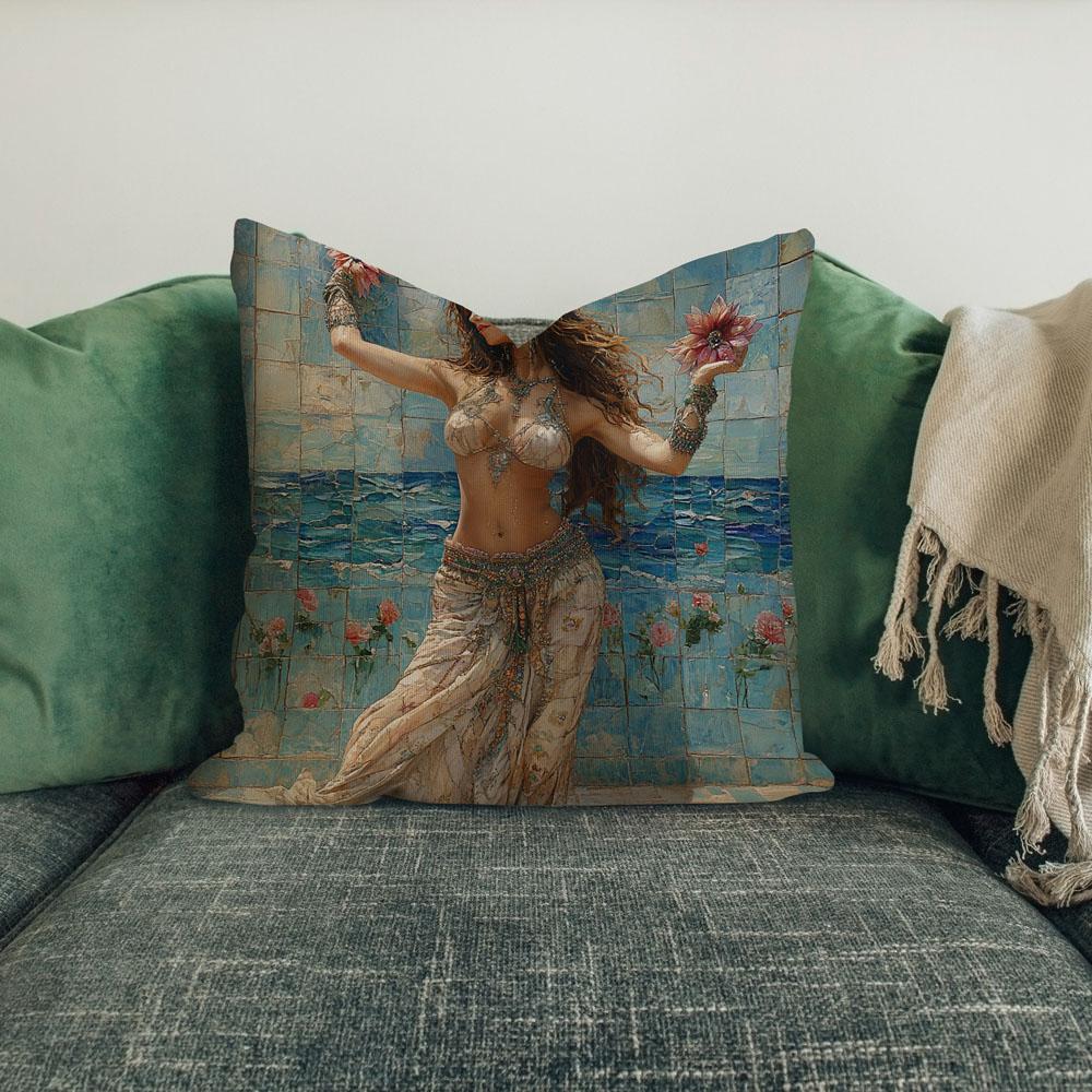 Mosaic Fountain Iii Belly Dance Throw Pillow 18 in x 18 in