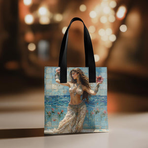 Mosaic Fountain III Watercolor Purple - Belly Dance Fashion Tote Bag