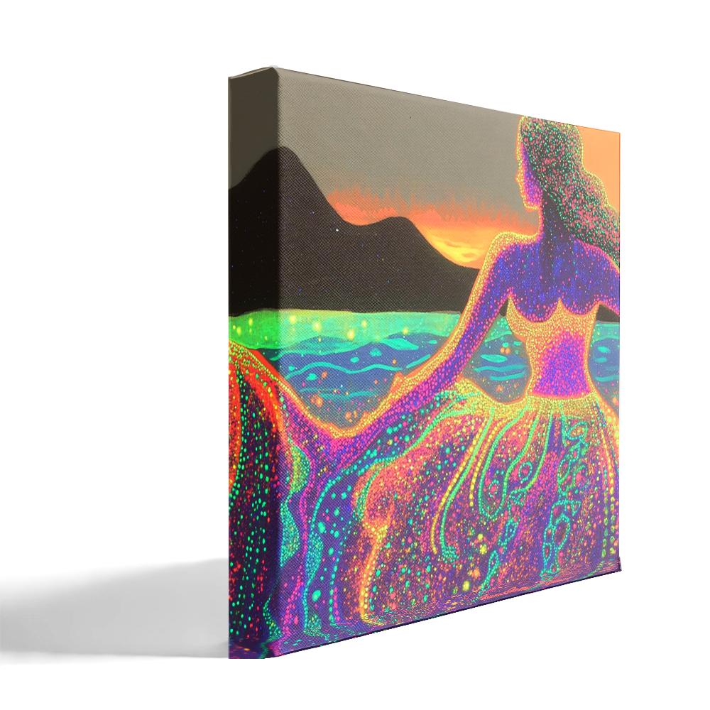 Neon Speckle I Belly Dance Canvas Art 16 in x 16 in