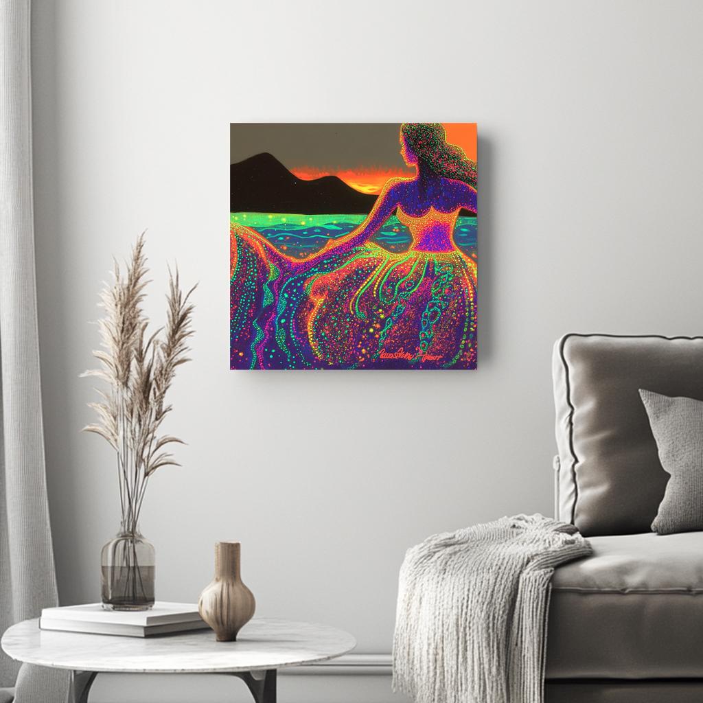 Neon Speckle I Belly Dance Canvas Art 16 in x 16 in