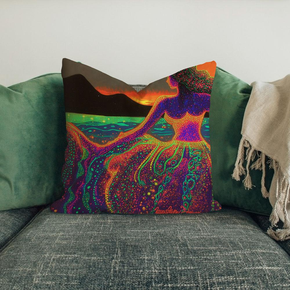 Neon Speckle I Belly Dance Throw Pillow 18 in x 18 in