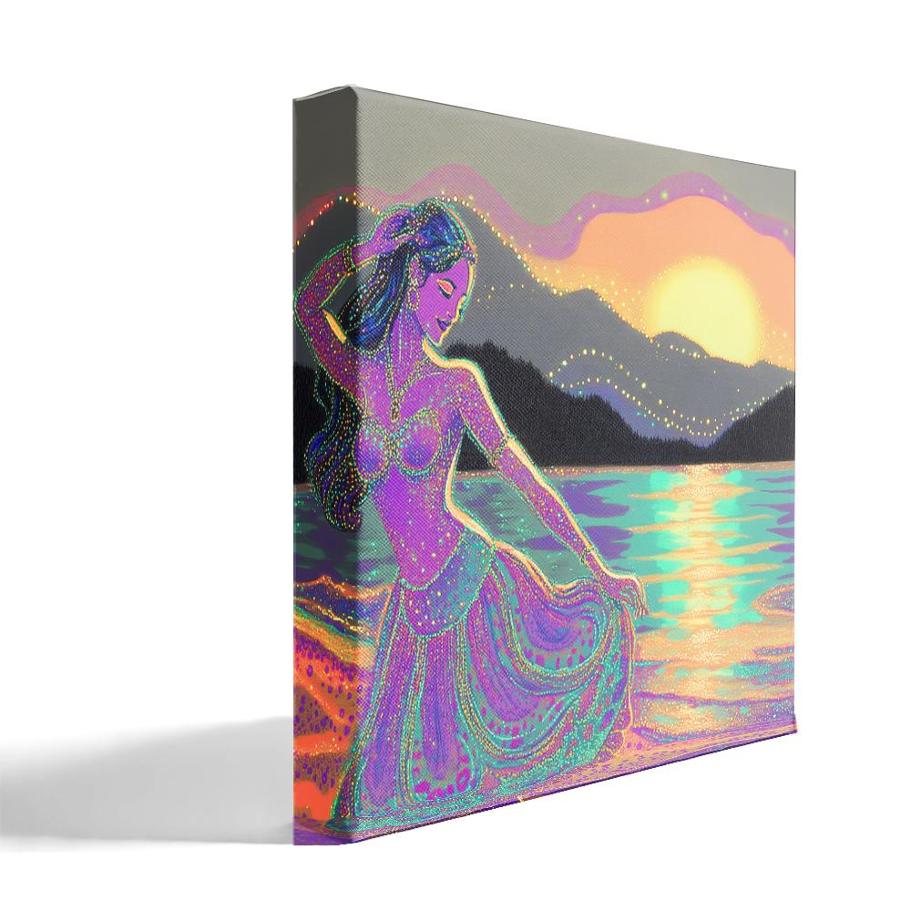 Neon Speckle II Belly Dance Canvas Art 16 in x 16 in