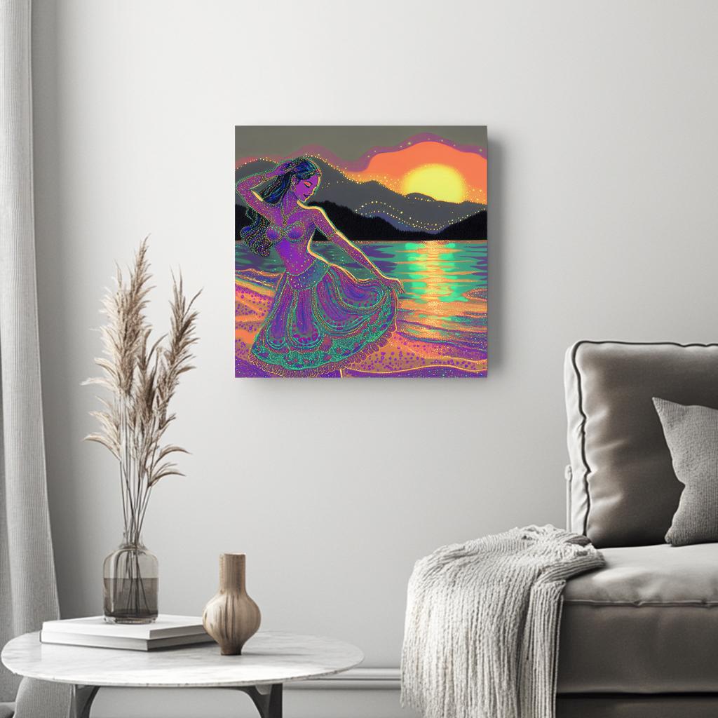 Neon Speckle II Belly Dance Canvas Art 16 in x 16 in