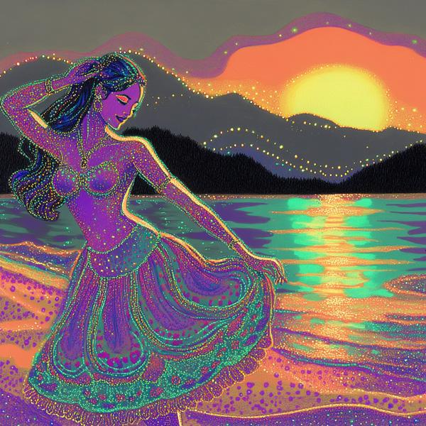 Neon Speckle II Watercolor Purple - Belly Dance Art Download