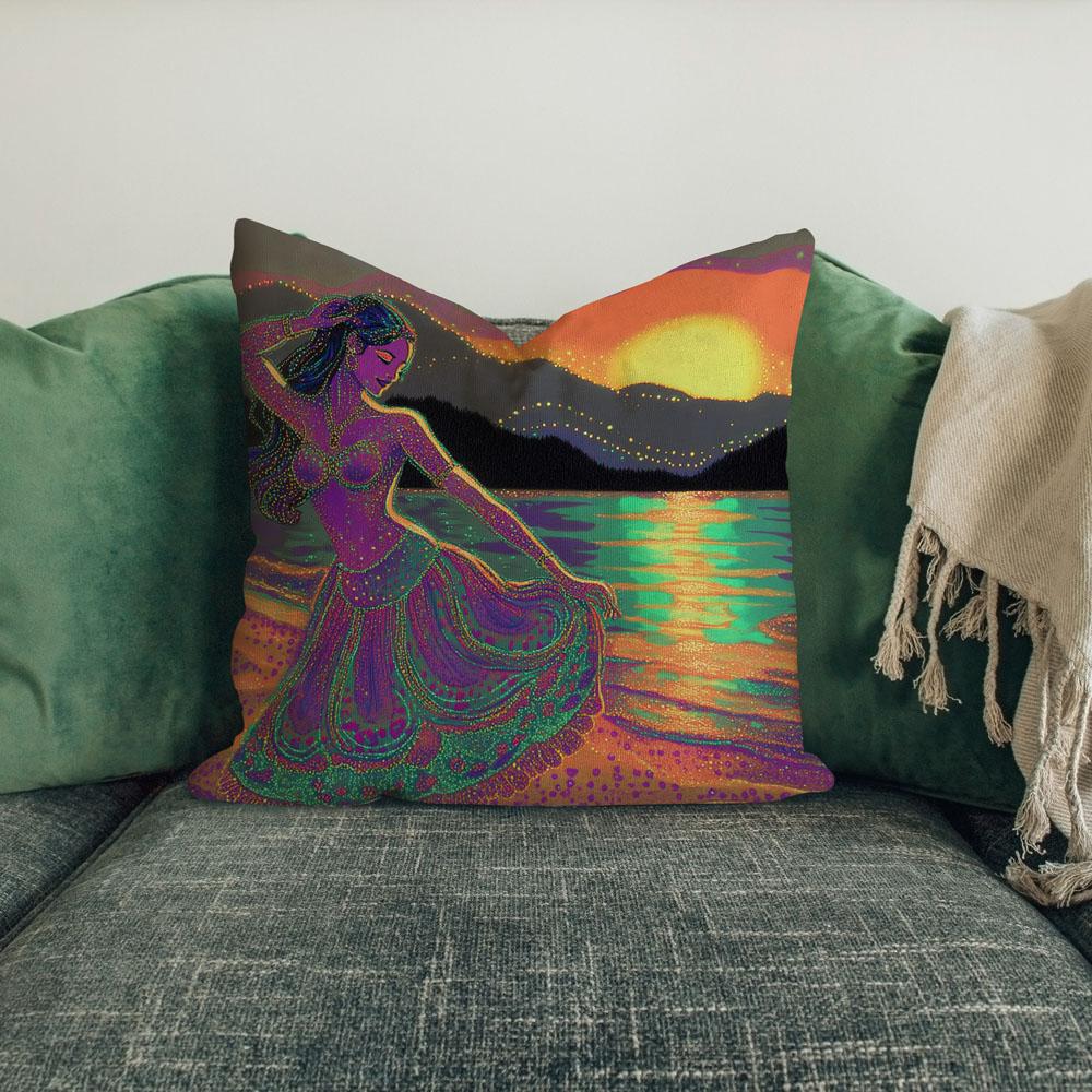 Neon Speckle Ii Belly Dance Throw Pillow 18 in x 18 in