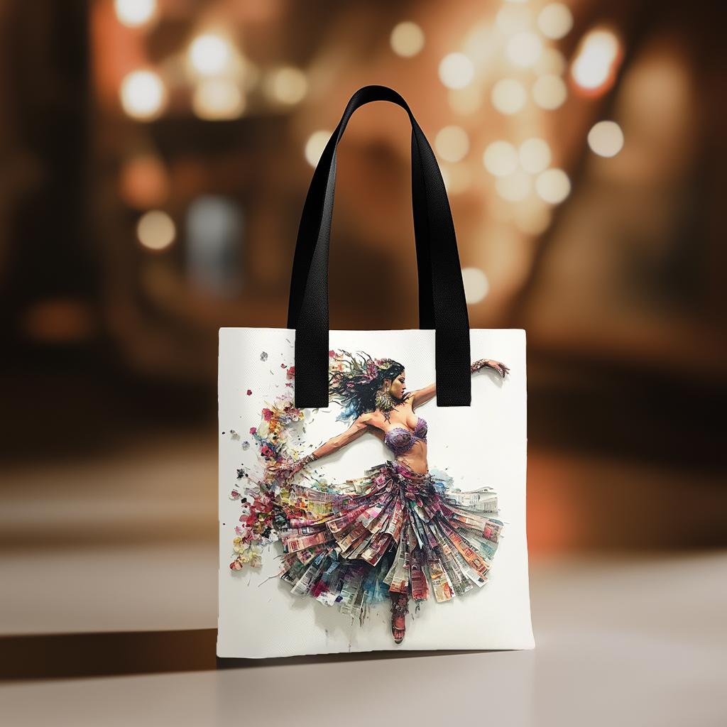 Newspaper Mixed Media I Watercolor Purple - Belly Dance Fashion Tote Bag