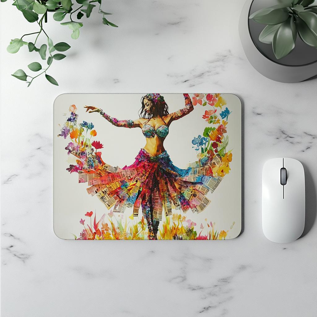 Newspaper Mixed Media II Watercolor Purple - Belly Dance Office Decor | Mouse Pads
