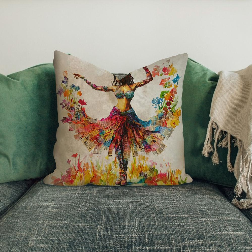 Newspaper Mixed Media Ii Belly Dance Throw Pillow 18 in x 18 in
