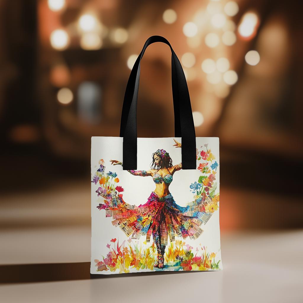 Newspaper Mixed Media II Watercolor Purple - Belly Dance Fashion Tote Bag