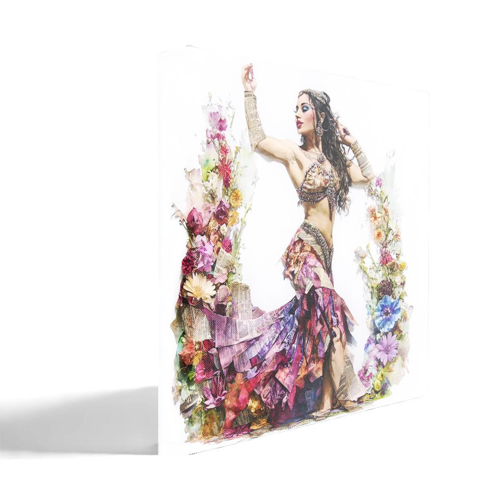 Newspaper Mixed Media III Belly Dance Canvas Art 16 in x 16 in