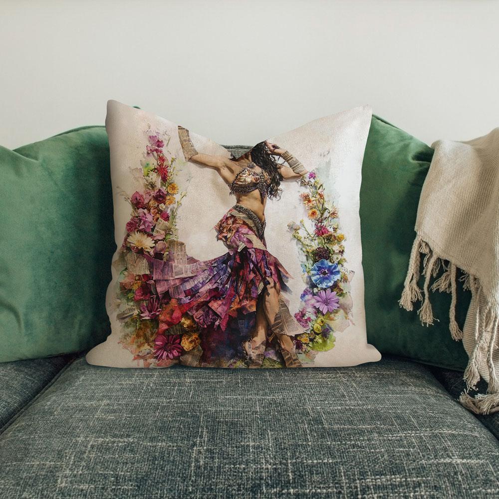 Newspaper Mixed Media Iii Belly Dance Throw Pillow 18 in x 18 in