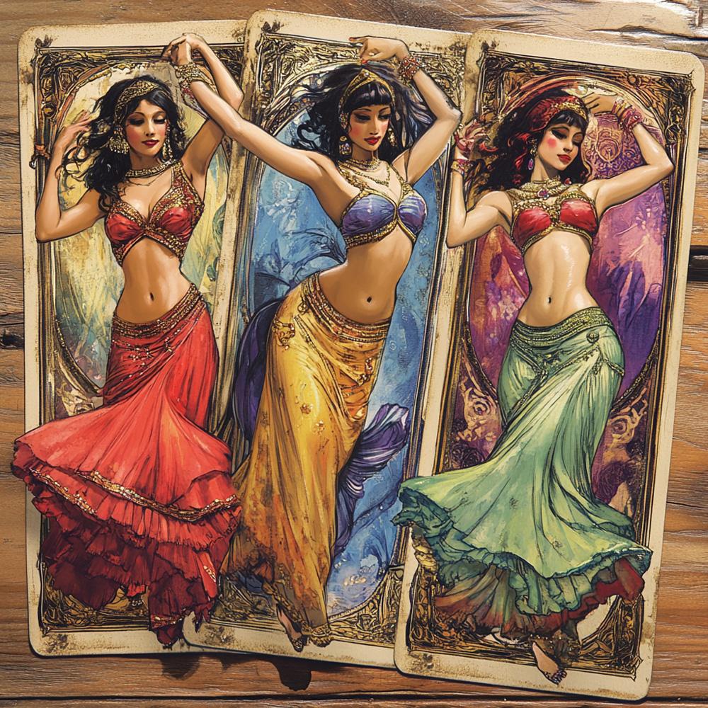 Out of the Tarot II Vintage Red - Belly Dance Art Download