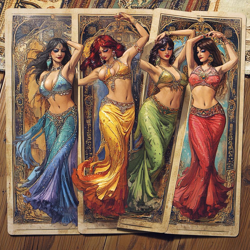 Out of the Tarot III Vintage Red - Belly Dance Art Download
