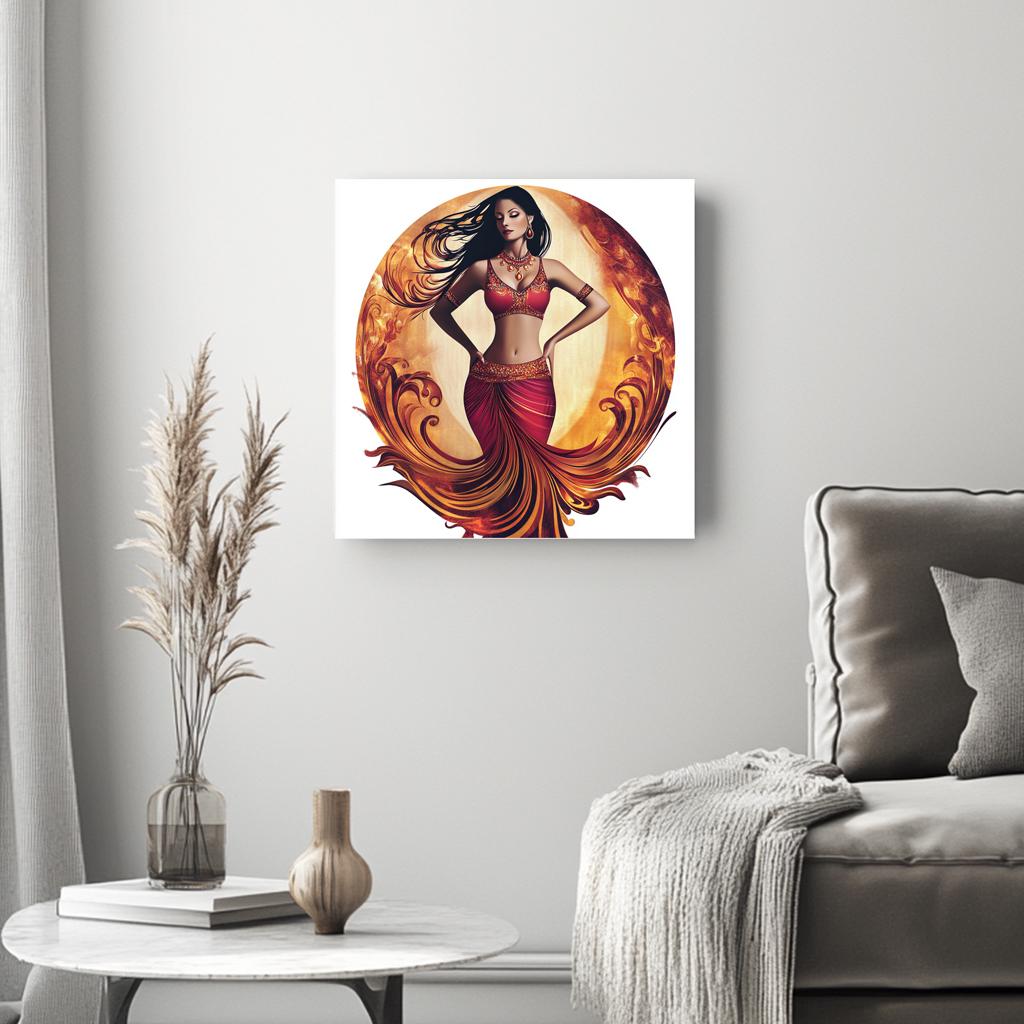 Phoenix Red I Belly Dance Canvas Art 16 in x 16 in