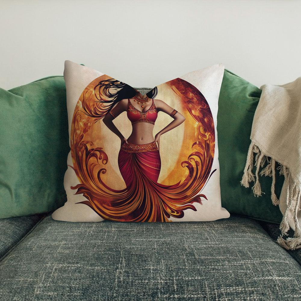 Phoenix Red I Belly Dance Throw Pillow 18 in x 18 in