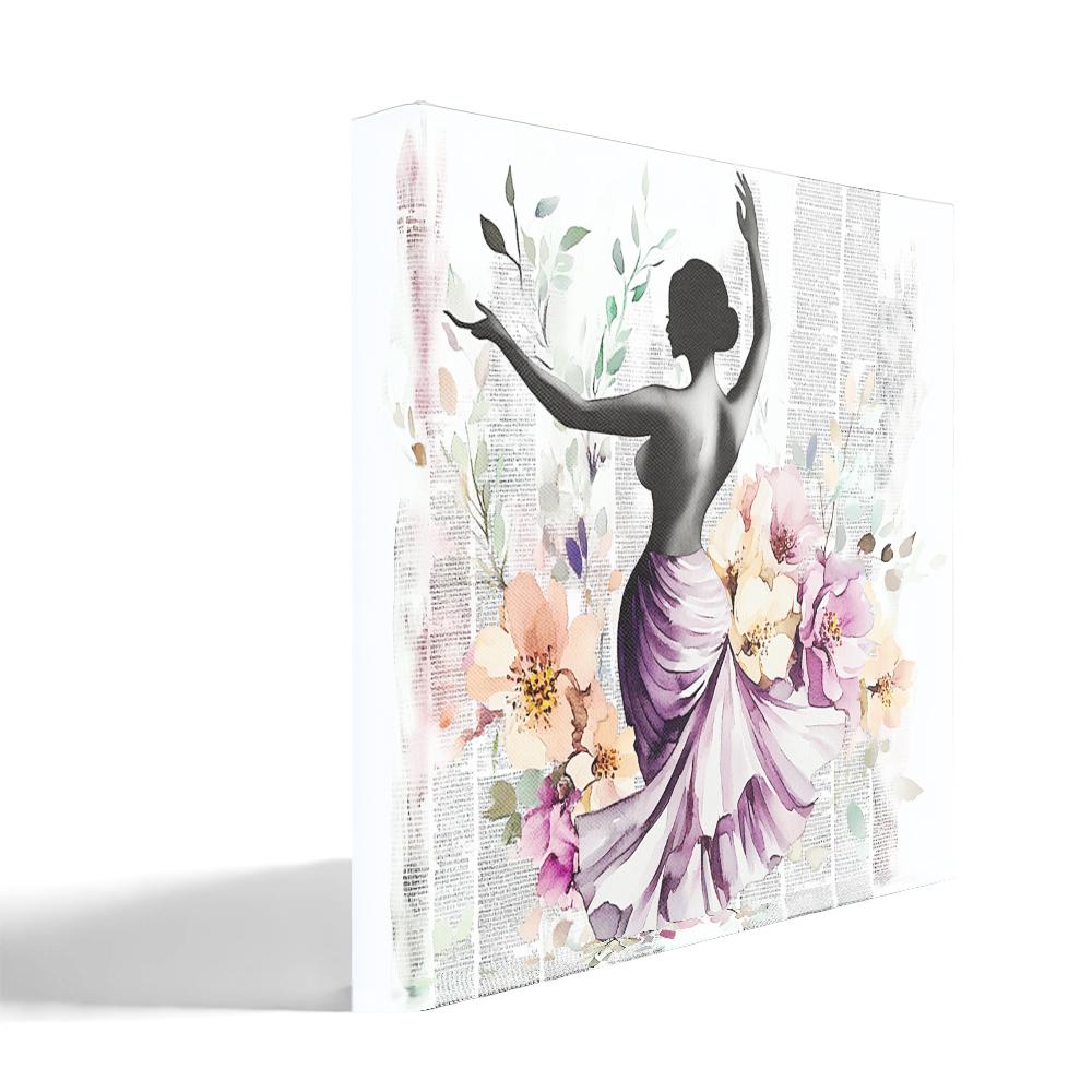 Purple Watercolor Floral I Belly Dance Canvas Art 16 in x 16 in