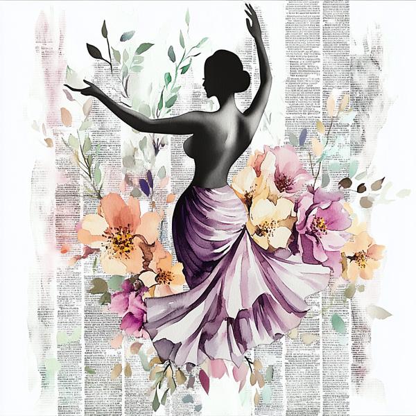 Purple Watercolor Floral I Watercolor Purple - Belly Dance Art Download