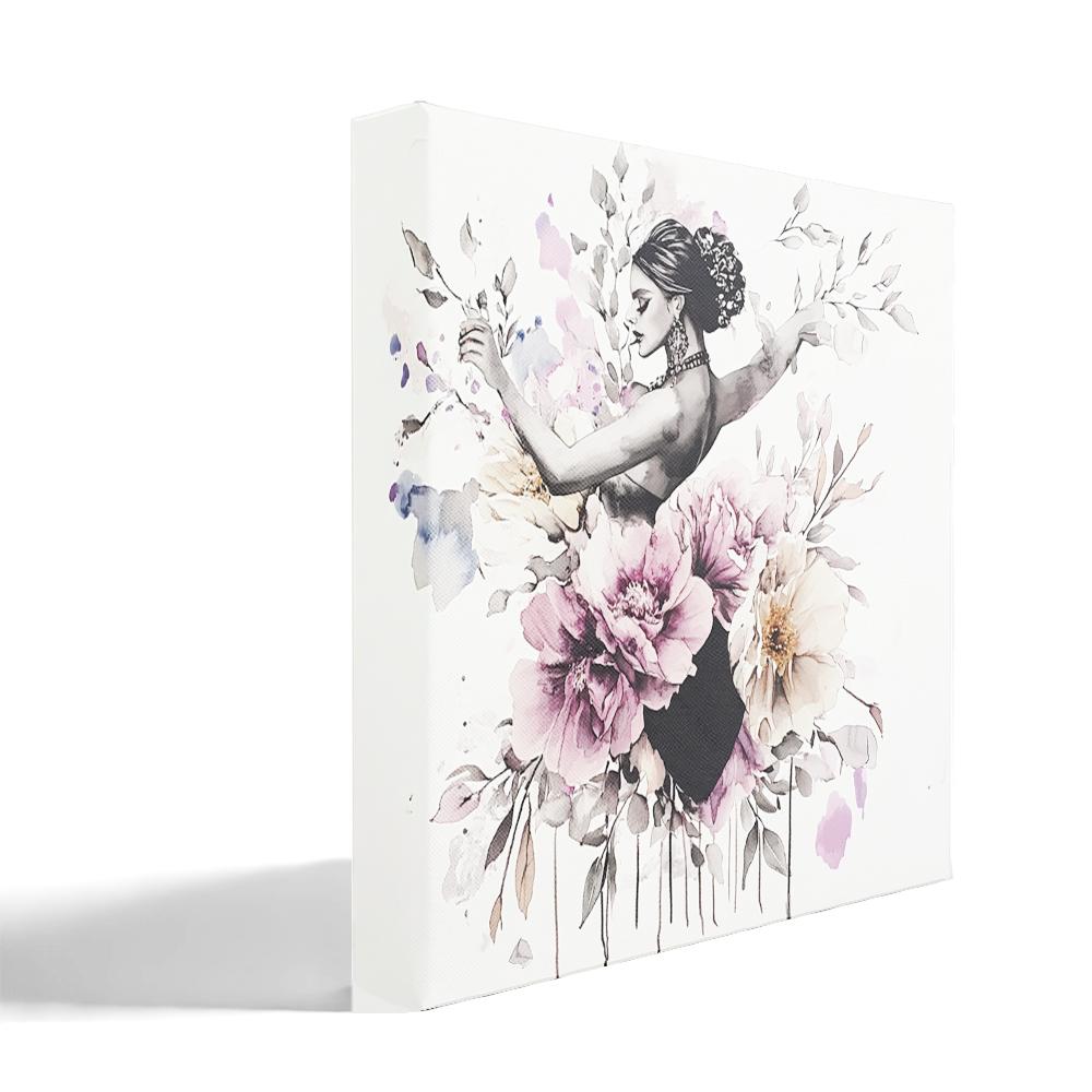 Purple Watercolor Floral II Belly Dance Canvas Art 16 in x 16 in