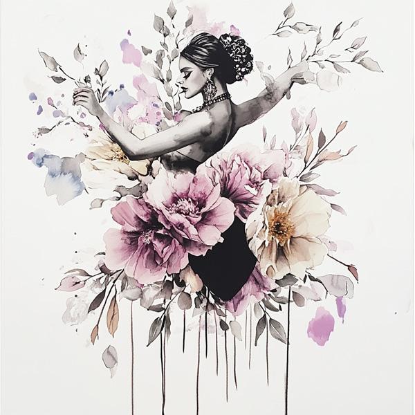 Purple Watercolor Floral II Watercolor Purple - Belly Dance Art Download