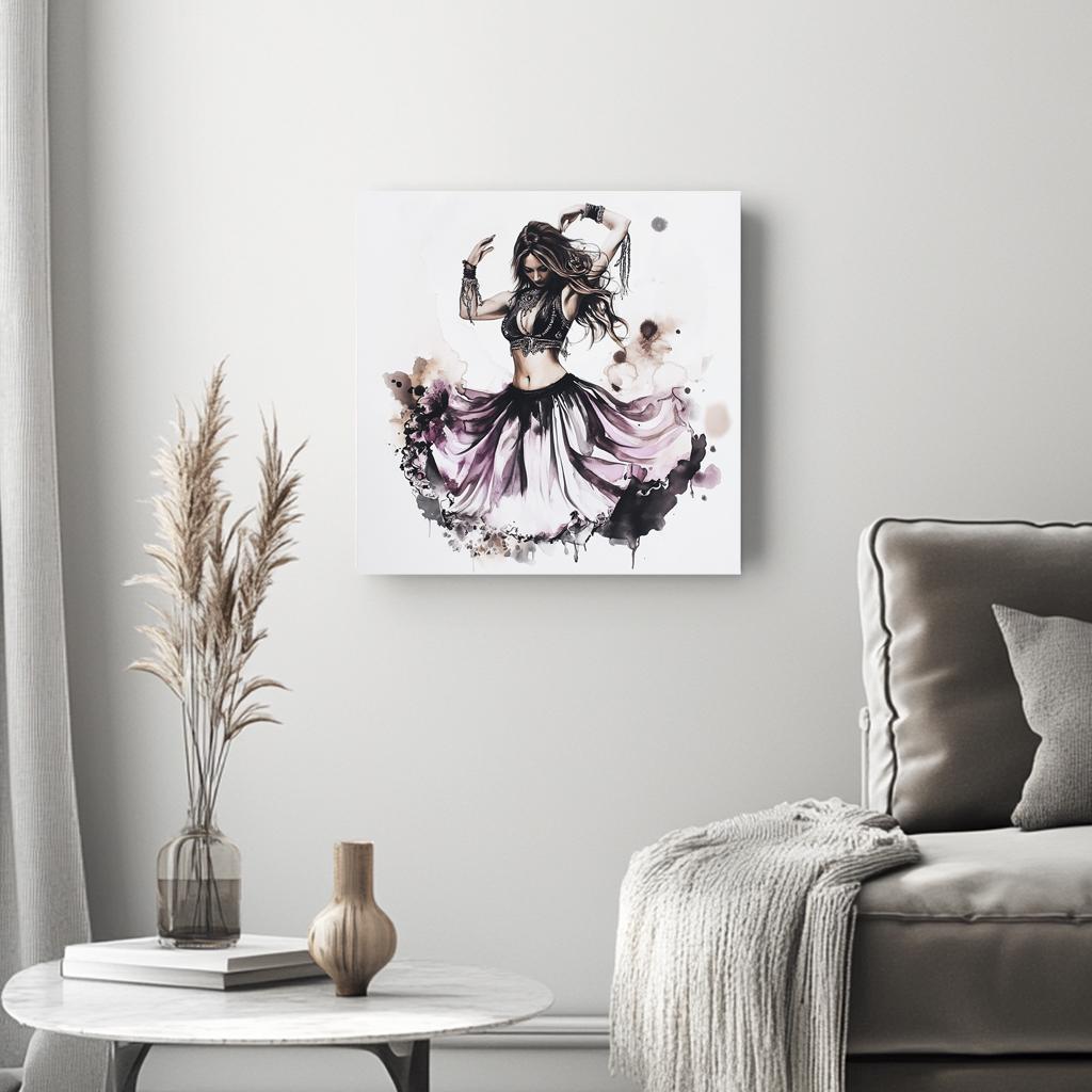 Purple Watercolor I Belly Dance Canvas Art 16 in x 16 in