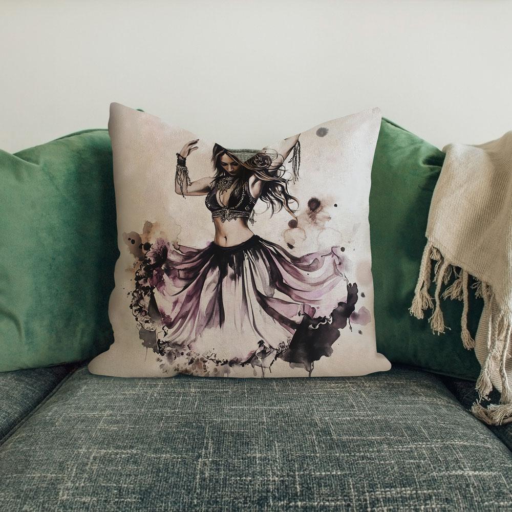 Purple Watercolor I Belly Dance Throw Pillow 18 in x 18 in