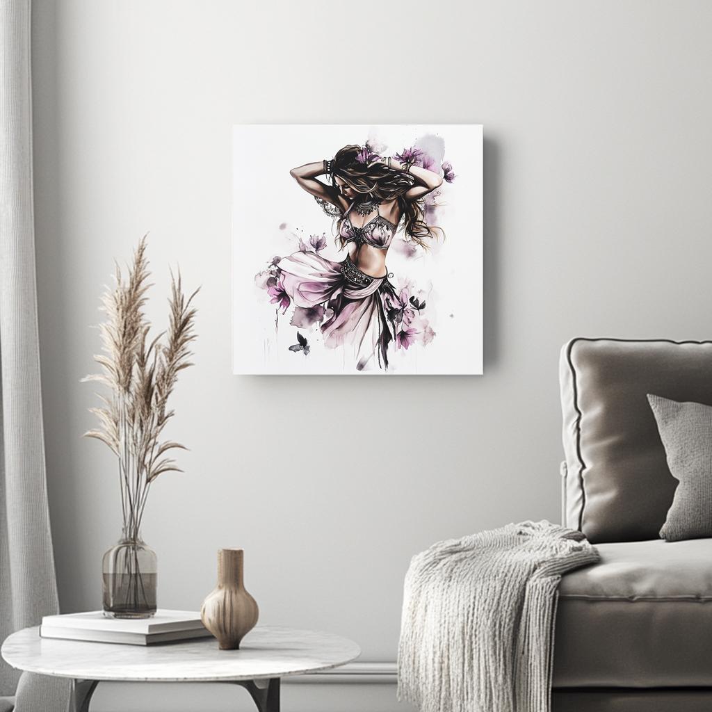 Purple Watercolor II Belly Dance Canvas Art 16 in x 16 in