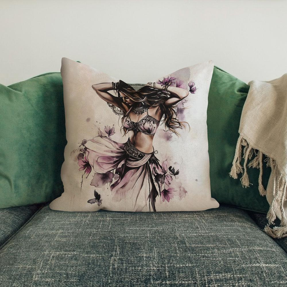 Purple Watercolor Ii Belly Dance Throw Pillow 18 in x 18 in