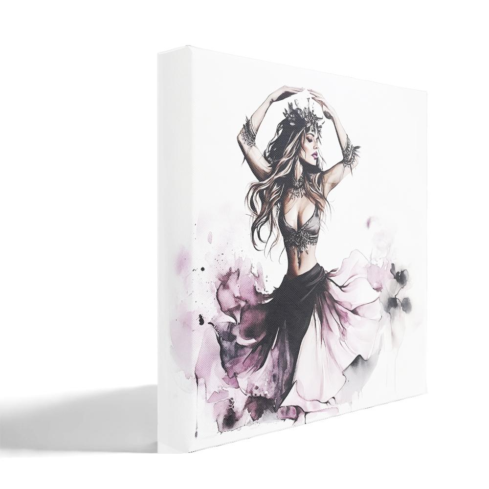 Purple Watercolor III Belly Dance Canvas Art 16 in x 16 in